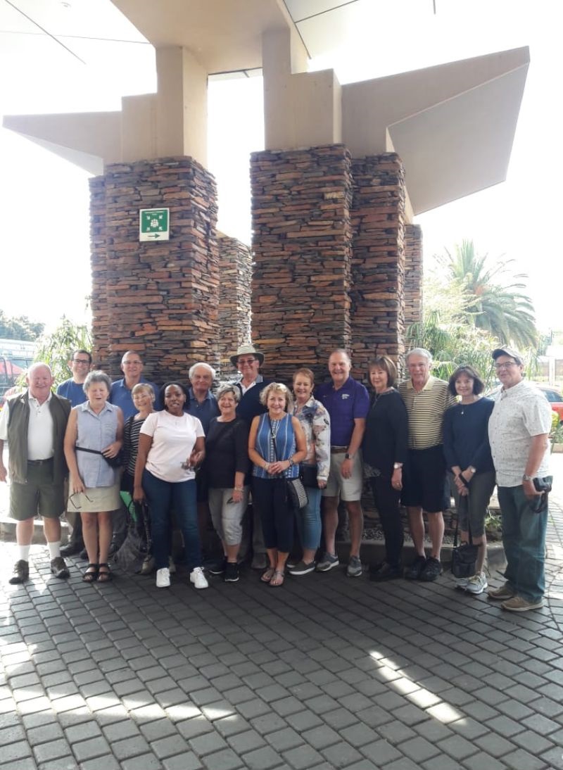 Picture of group of people leaving hotel for Soweto tour